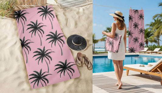 Pink Palms Beach Towel