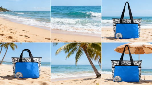 Ancient Blue Beach Tote Bag -Large