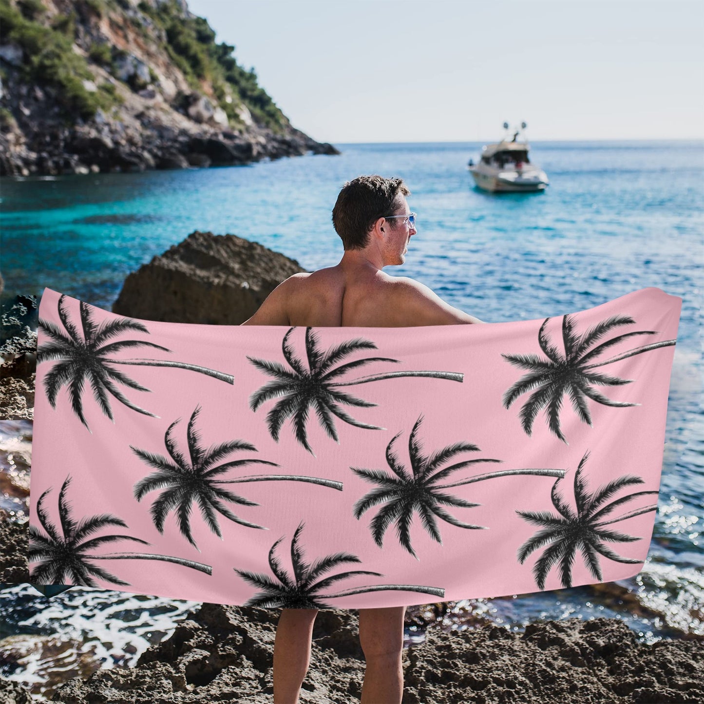 Pink Palms Beach Towel