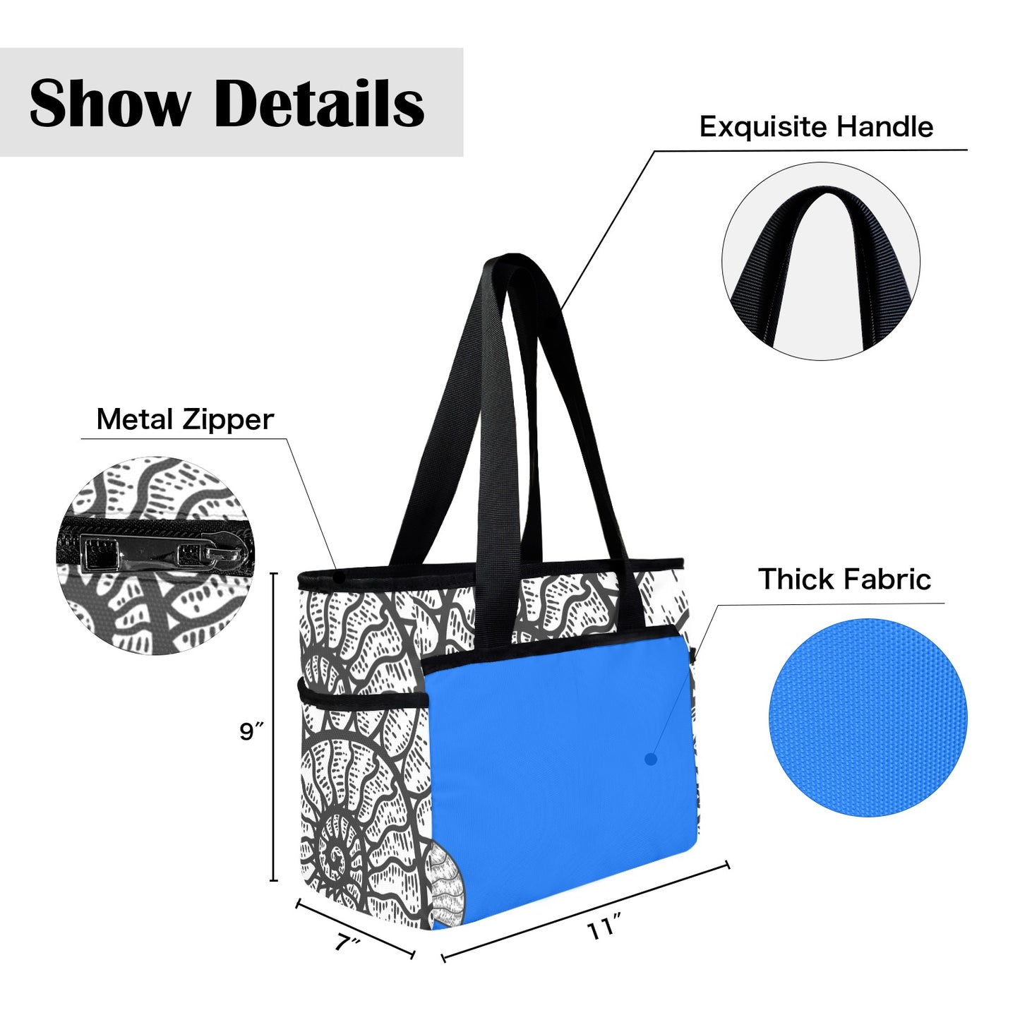 Ancient Blue Beach Tote Bag -Large