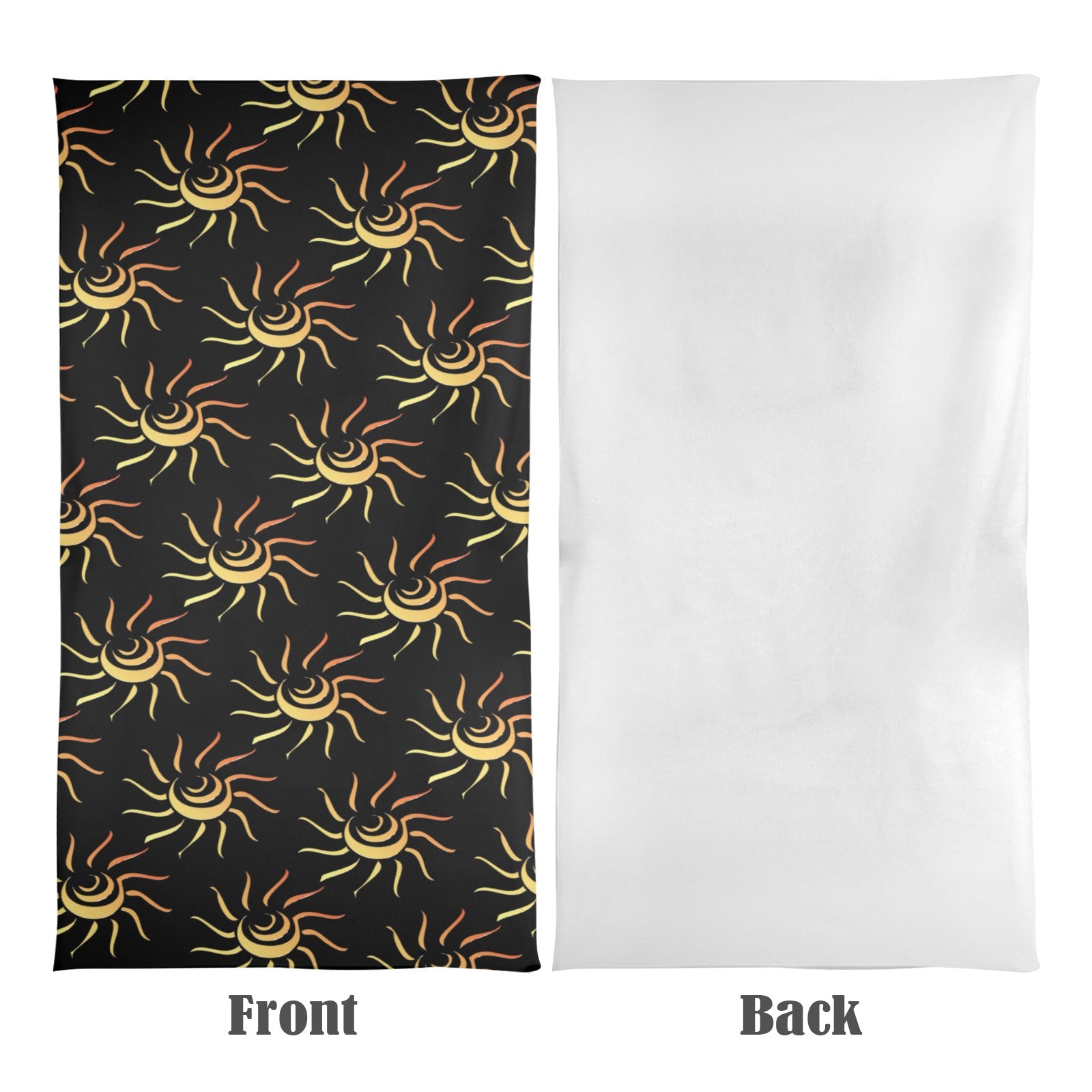Towel with sun pattern on black side and white side