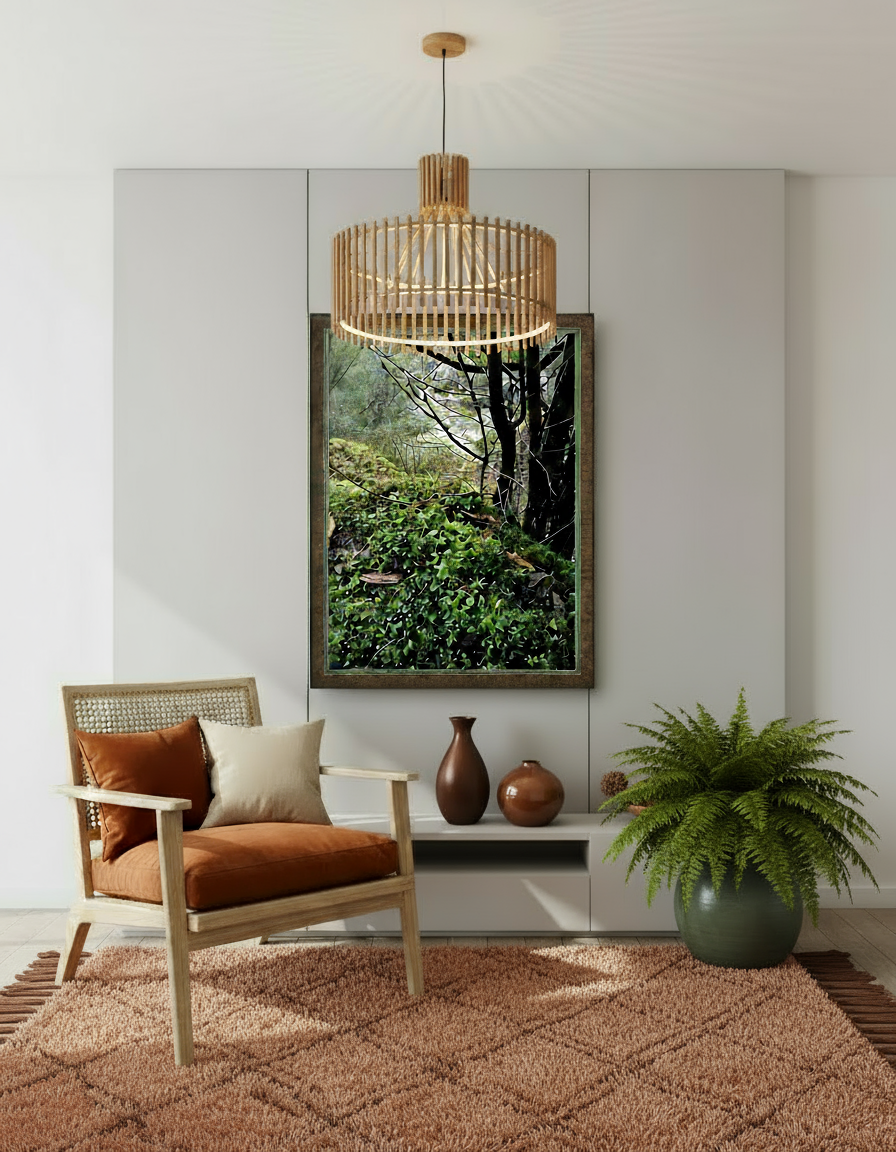 The Millers View photograph  in a majestic frame in a modern contemporary  living room