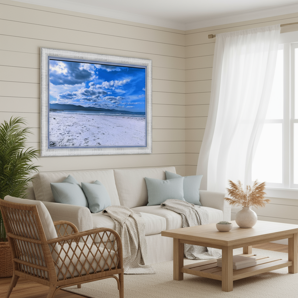 stunning sunroom with sea print