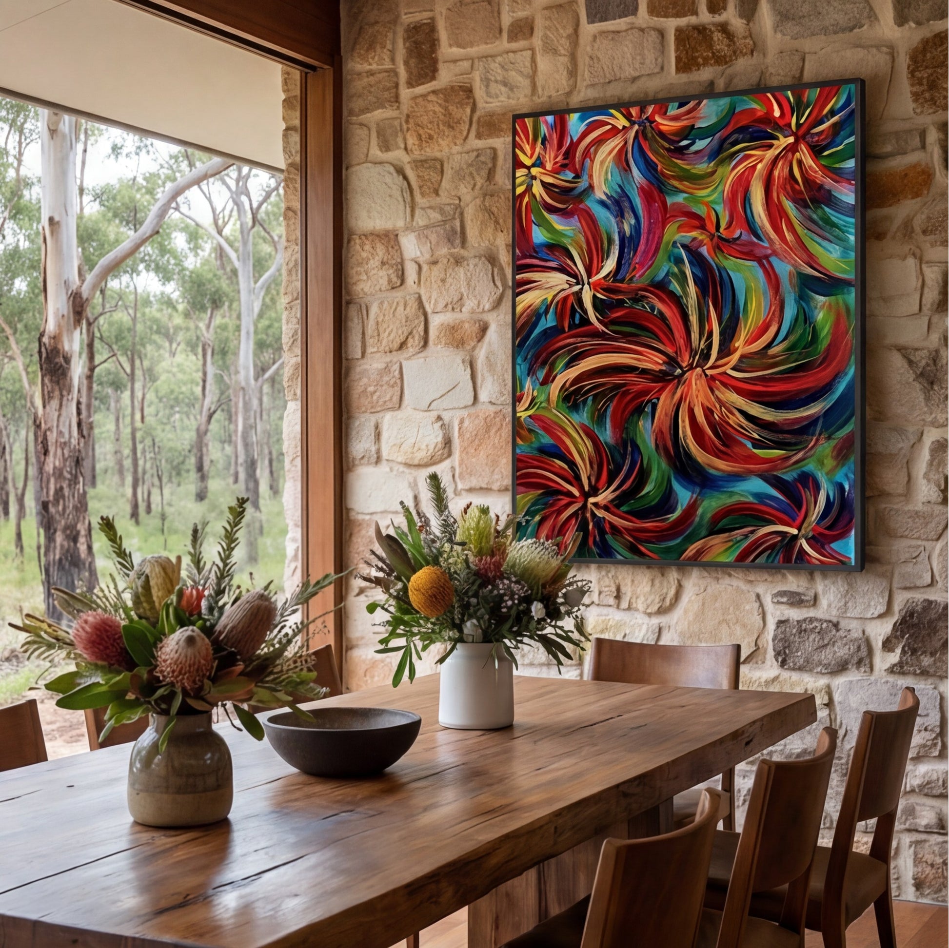 the journey abstract art in dining room