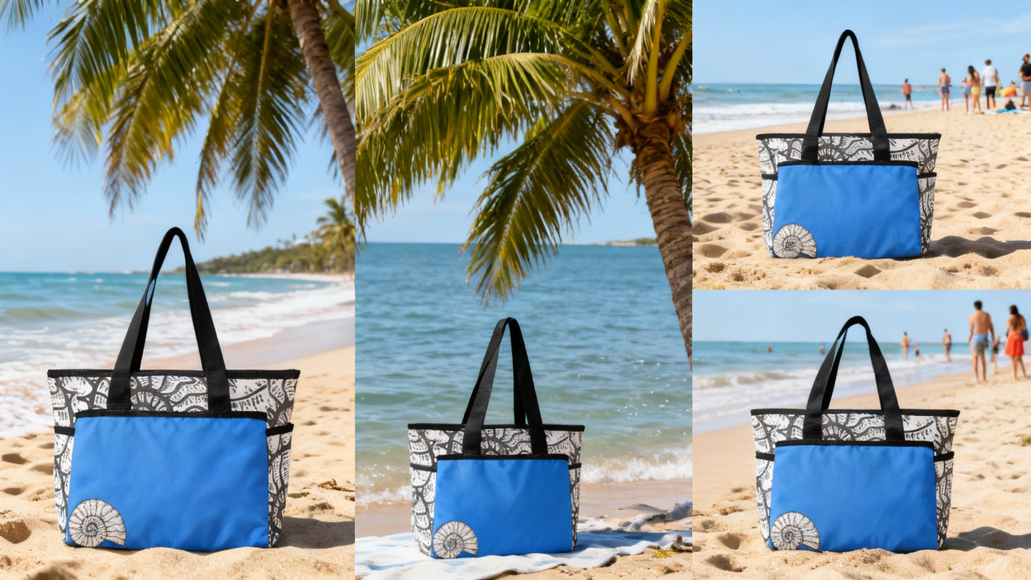 Ancient Blue Beach Tote Bag -Large