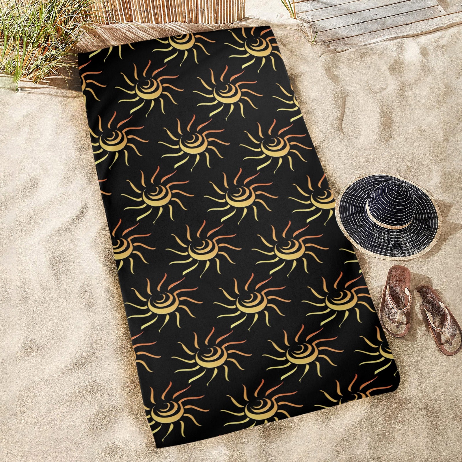black beach towel summer sun design fast dry easy care